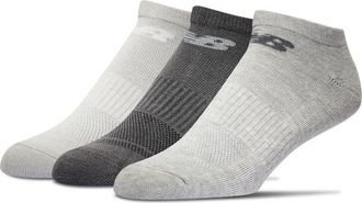 New Balance Mens Half Cushion No Show Socks 3 Pack - Grey/Grey Size S/M