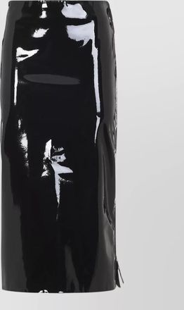 Frankie Shop samantha patent zip front midi skirt