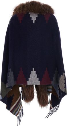 Bazar Deluxe Womens Stole With Eco-Fur Blue Coat