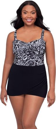 Trimshaper Laura Sweetheart Neckline Control Swimdress in Boho Classic at Nordstrom, Size 12