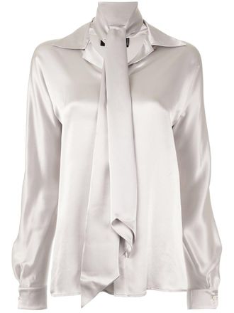 Dsquared2 pussy bow shirt - women - Silk - 38 - Grey