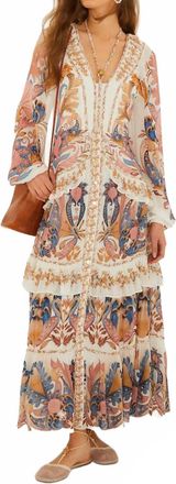 Farm Rio Sea Garden Ruffled Midi Dress In Off White