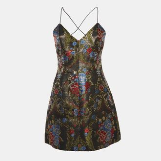 Alice & Olivia Alice + Olivia Black Floral Jacquard Strappy Mini Dress