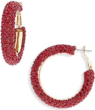 Nordstrom Rack Faceted Stone Hoop Earrings in Ruby- Gold at Nordstrom Rack