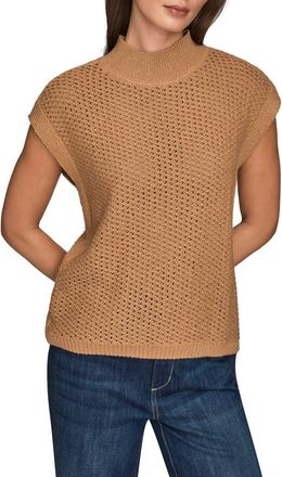 DKNY Open Stitch Cap Sleeve Sweater in Fawn at Nordstrom, Size X-Small
