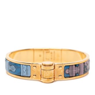 Herm&egrave;s Pre-owned Hermes Narrow Printed Enamel Hinge Bracelet Ladies K0IRTCY0W7HURBLE