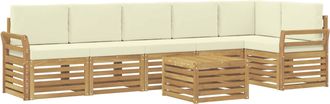 vidaXL Conjunto De Sof&aacute;s De Exterior 7 Uds. Blanco Y Crema Poli&eacute;ster Vidaxl