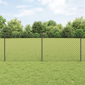 Berkfield Home Chain Link Fence with 22 U Posts Grey 0.8x25 m Steel