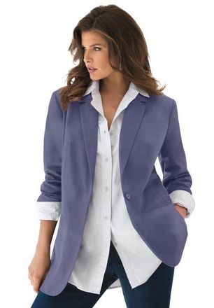 Roaman's Plus Size Relaxed Boyfriend Blazer in Deep Dusk at Nordstrom, Size 12