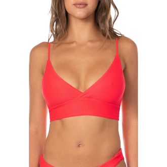 Maaji Sunset Punch Lace-Up Bikini Top in Bright Red at Nordstrom, Size X-Large