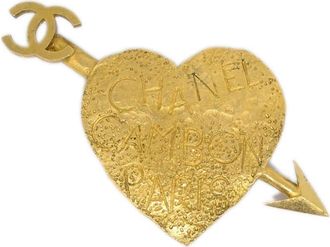 Chanel Bow & Arrow Heart brooch - women - Gold Plated - One Size