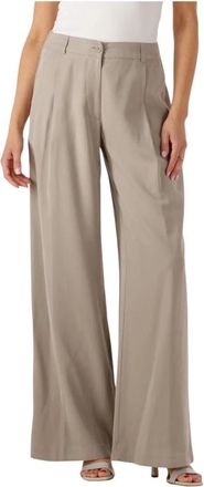 Access Fashion Wijde Pijp Polyester Broek voor Vrouwen - Dames - Wijde Broeken - Beige - XL - Polyester - Broeken