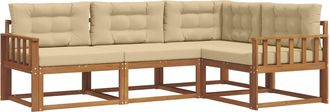 vidaXL Conjunto De Sof&aacute;s De Exterior 4 Uds. Natural Y Beige Vidaxl