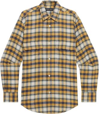 Brooks Brothers Plaid Flanellen Overshirt - Heren - Casual Overhemden - Geel - L - Katoen - Overhemden