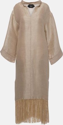 Taller Marmo Tigris fringed linen-blend shift dress
