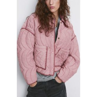 Mango Quilted Jacket in Pink at Nordstrom, Size Xx-Large