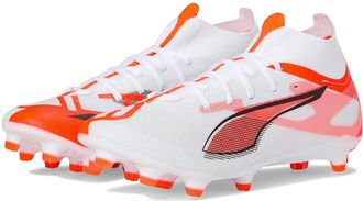 Puma Ultra 5 Match+ Firm, Artificial Ground Soccer Cleats Womens Soccer Shoes Puma White-Puma Black-Glowing Red : 10.5 B - Medium, Leather