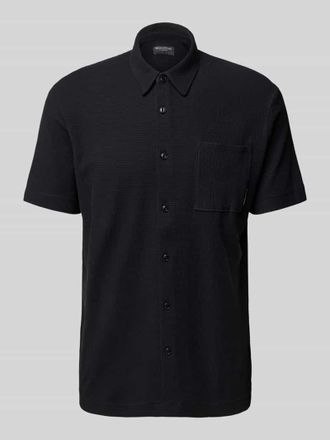 Marc O'Polo Regular Fit Poloshirt mit feiner Waffelstruktur in Black, Gr&ouml;&szlig;e L