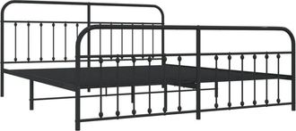 vidaXL Estructura cama sin colchón con estribo metal negro 200x200 cm vidaXL