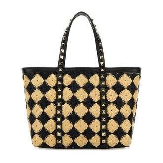 Valentino Garavani Tote Bags, female, Multicolor, Size: ONE SIZE Embroidered Raffia Mini Rockstud Handbag