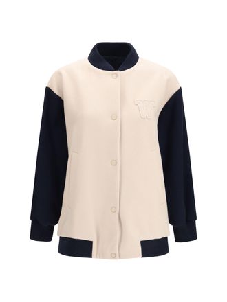 Max Mara Womens Bomber Jacket Double Wool Plaster Fleece (ovis Aries) Puffer