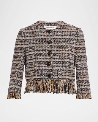 Veronica Beard Lyons Fringe Italian Tweed Jacket