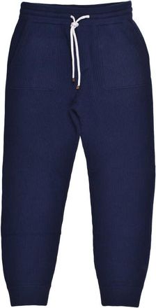 Brunello Cucinelli Navy Cashmere Ribbed Trousers, Size XXL