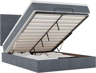 vidaXL Estructura Cama Otomana Colchones Terciopelo Gris Oscuro Vidaxl