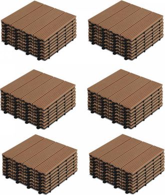 Oviala Oviala - Set di 48 piastrelle ad incastro in legno sintetico marrone