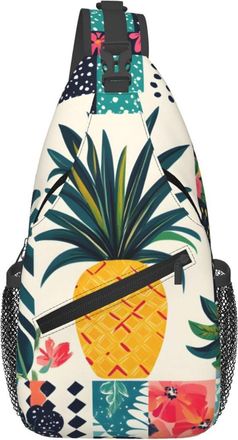 Generic Lattice Tropical Fruit Chest Bag With Zipper Cross Body Bag Anti Theft Chest Backpack For Shopping Outdoors Runner