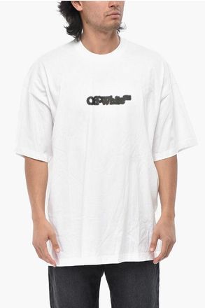 Off-white Cotton Crewneck T-Shirt BLURRED LOGO size L