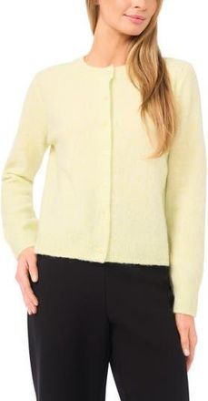 Halogen Fuzzy Crewneck Cardigan in White Jade at Nordstrom Rack, Size X-Large P