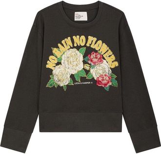Leon & Harper Bedrukt en geborduurd sweatshirt met ronde hals, SORBET