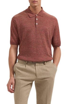Bugatchi Linen Polo Sweater in Sienna at Nordstrom, Size Xx-Large