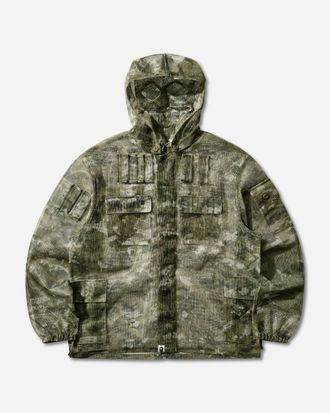 A Bathing Ape Men s Multi Pixel Camo Mask Hooded Shirt Jacket Green