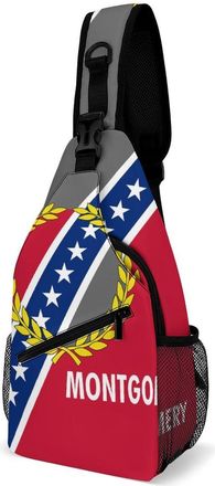 Generic Flag of Mon1tgomery, Alabama Mens Crossbody Chest Sling Bag for Travel Hiking Lightweight Shoulder Bags with Small Side