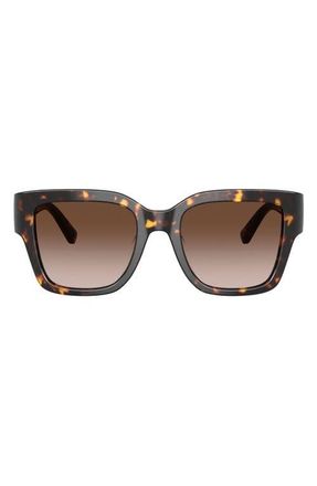 Tory Burch 52mm Gradient Polarized Square Sunglasses in Brown Tortoise /Brown at Nordstrom