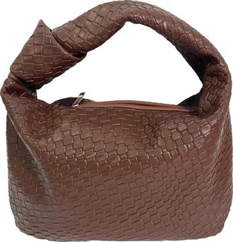 Philomena Womens Knot Strap Leather Dumpling Handbags Zipper Hobo Clutch Purses, Coffee