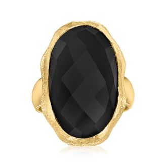 Ross-Simons Black Onyx Ring in 18kt Gold Over Sterling