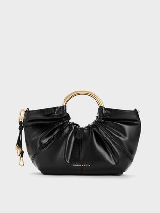 Charles & Keith Ciara Ruched Metal Top Handle Bag