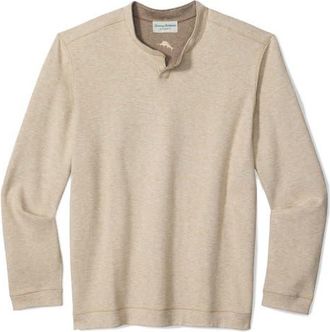 Tommy Bahama Flipview Abaco Split Neck T-Shirt in Cobblestone Heather at Nordstrom, Size 2Xlt