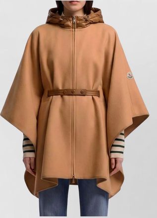 Moncler wool-blend hooded belted padded cape