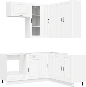 vidaXL Unidad De Cocina Porto 8 Uds. Blanco Madera De Ingenier&iacute;a Vidaxl