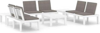 vidaXL Set De Muebles De Jard&iacute;n 6 Piezas Con Cojines Pl&aacute;stico Blanco Vidaxl