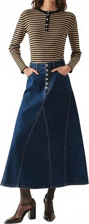 Exquise Araya Denim Skirt In Blue