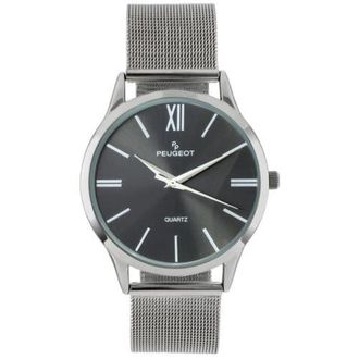 Peugeot Minimalist Clean Dial Steel Mesh Bracelet Watch - 40MM in Grey at Nordstrom