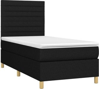 vidaXL Vidaxl - Cama Box Spring Colch&oacute;n Y Luces Led Tela Negro 90x190 Cm