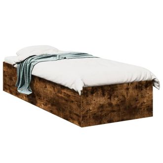 Berkfield Home Bed Frame without Mattress Smoked Oak 90x190 cm Single in Brown