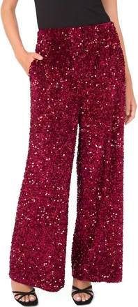 Vince Camuto Sequin Wide Leg Pants in Crimson at Nordstrom, Size Large