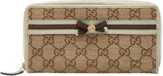 Gucci Pre-owned Wallets, female, Beige, Size: ONE SIZE Pre-owned Canvas Wallet